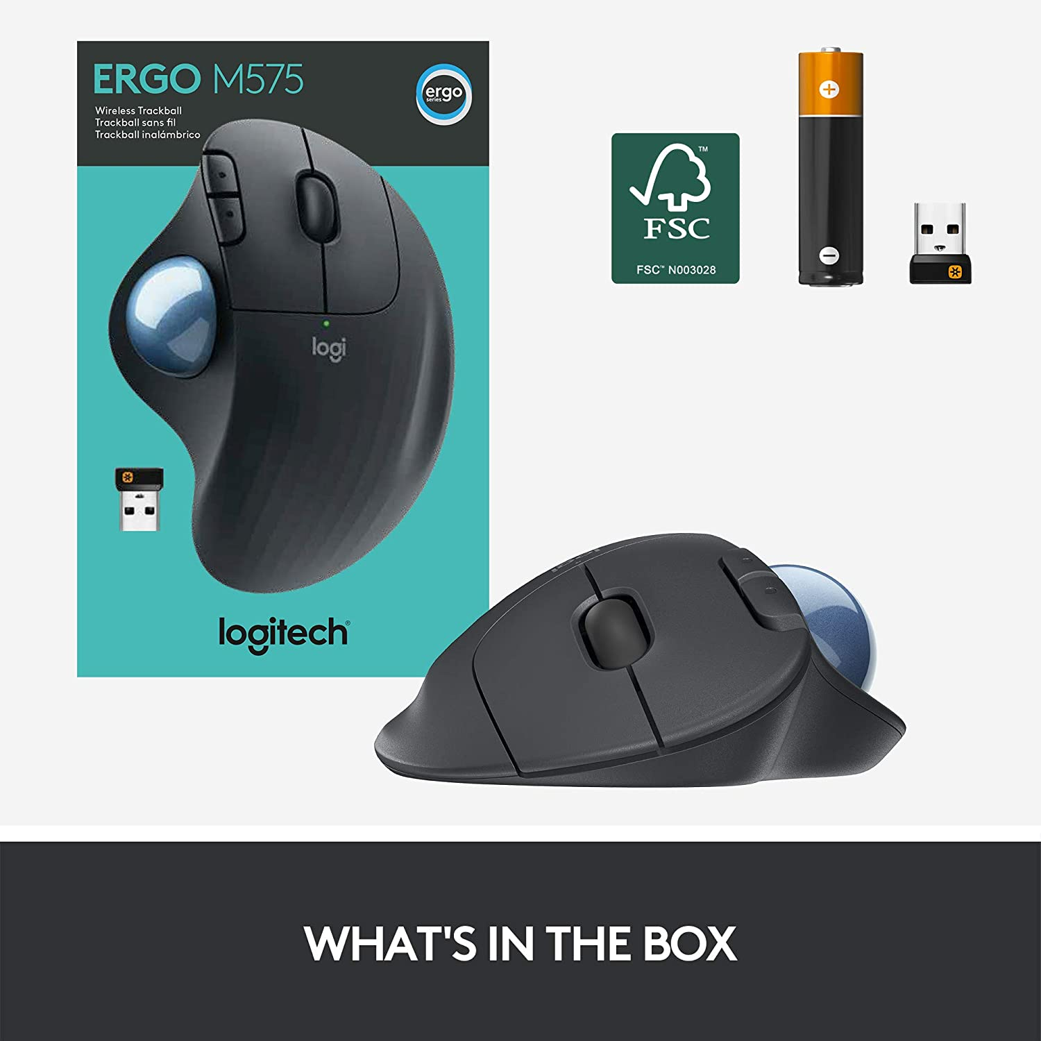 [HCM]Chuột laser không dây Logitech Ergo  M575 (Đen) - Hãng phân phối chính thức