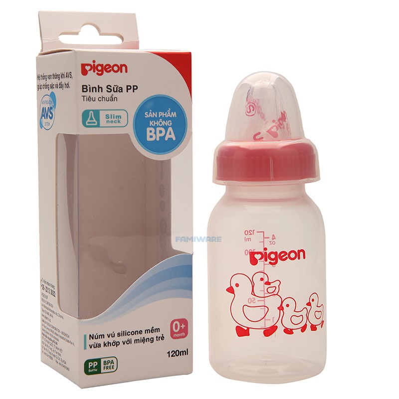 Bình Sữa PP Tiêu Chuẩn Hình Vịt Pigeon 120ml