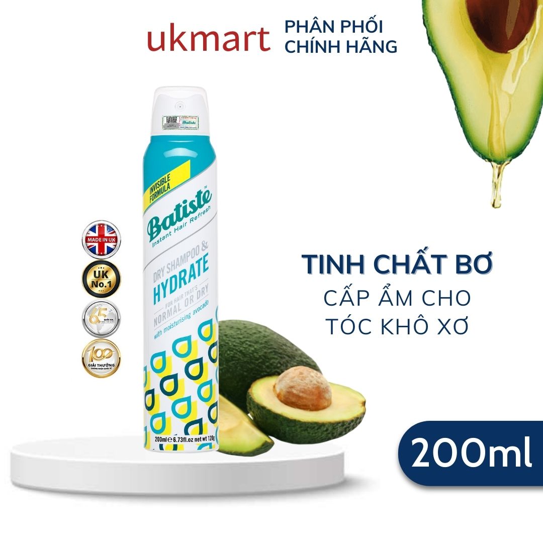Dầu gội khô Batiste Dry Shampoo Số 1 UK Giúp Làm Sạch Tóc Và Da Đầu Mà Không Cần Dùng Nước