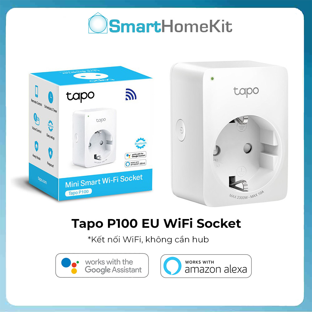 Tp-link tapo p100 mini smart wifi socket/plug eu 2300w/10a - works with google home, alexa