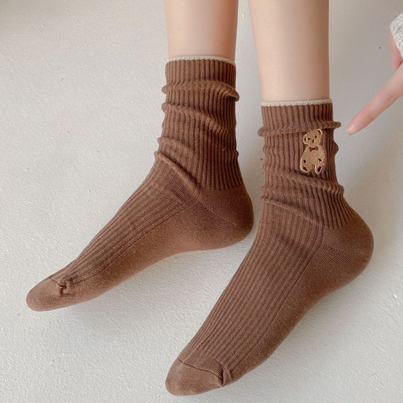 Set 10 Đôi Tất Gấu Cổ Cao Màu VITAGE