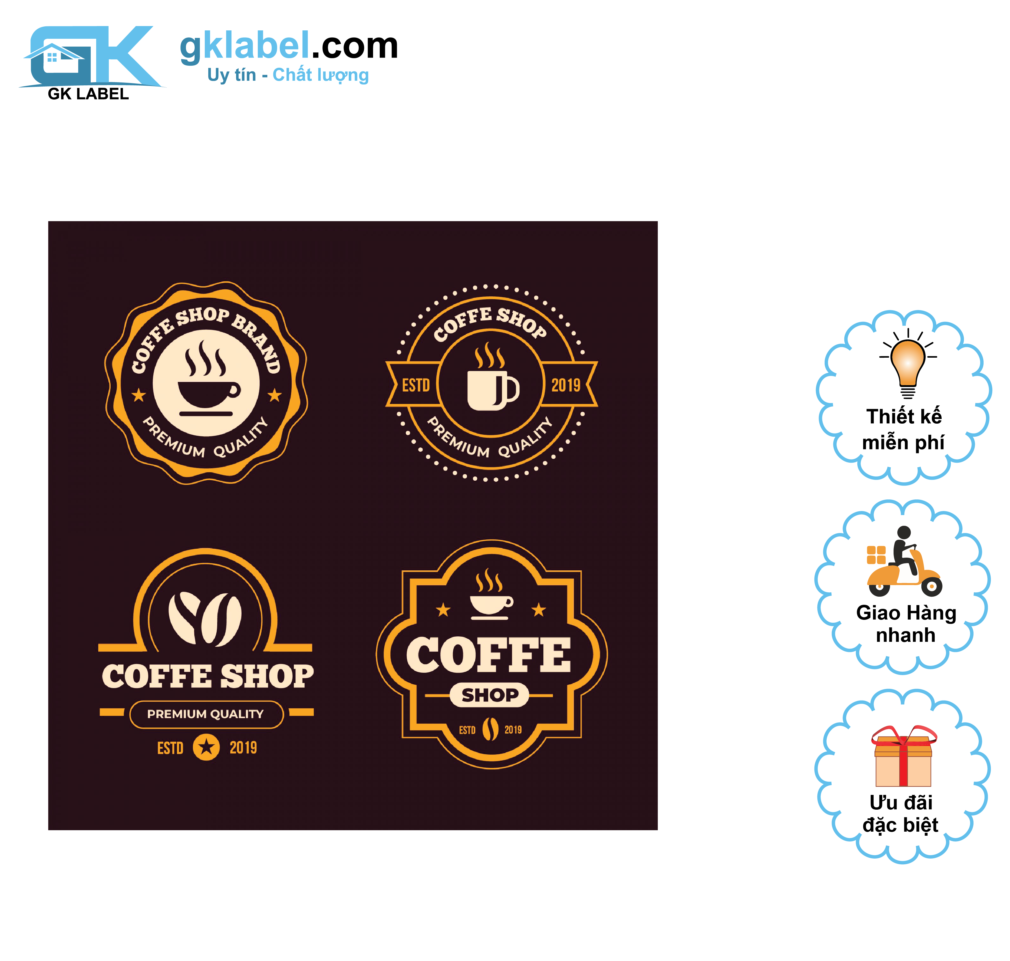 In tem nhãn decal, sticker, logo , CHỐNG NƯỚC => MIỄN PHÍ THIẾT KẾ