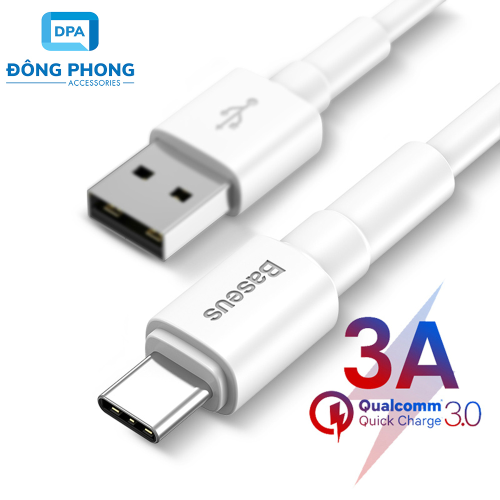Cáp Sạc Nhanh Baseus Mini White Cổng Type C Chính Hãng ( Quick Charging & Sync Data TPE Cable )