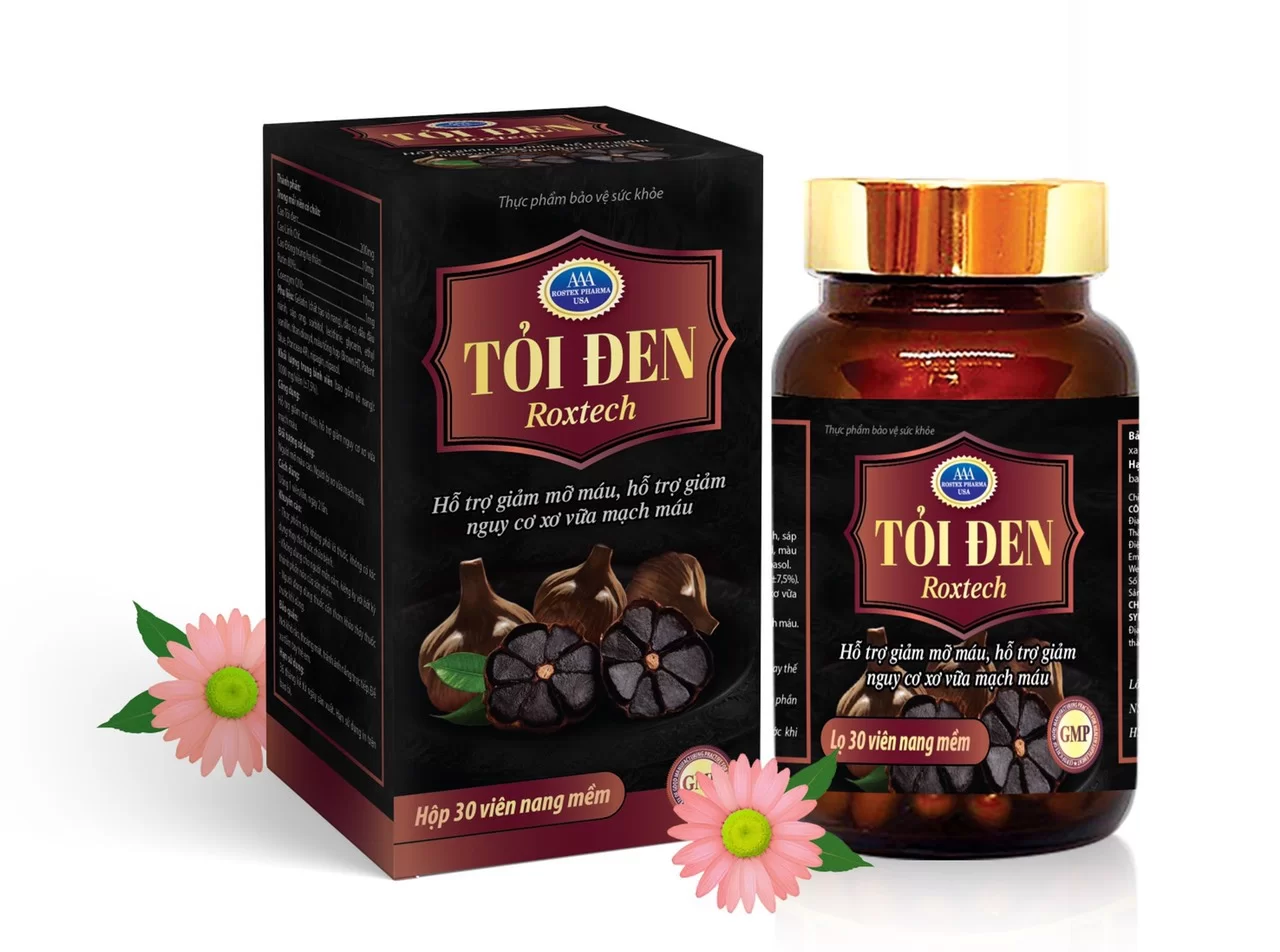 Tỏi đen roxtech giảm mỡ máu - giảm nguy cơ xơ vữa động mạch – hộp 30 viên - rostex