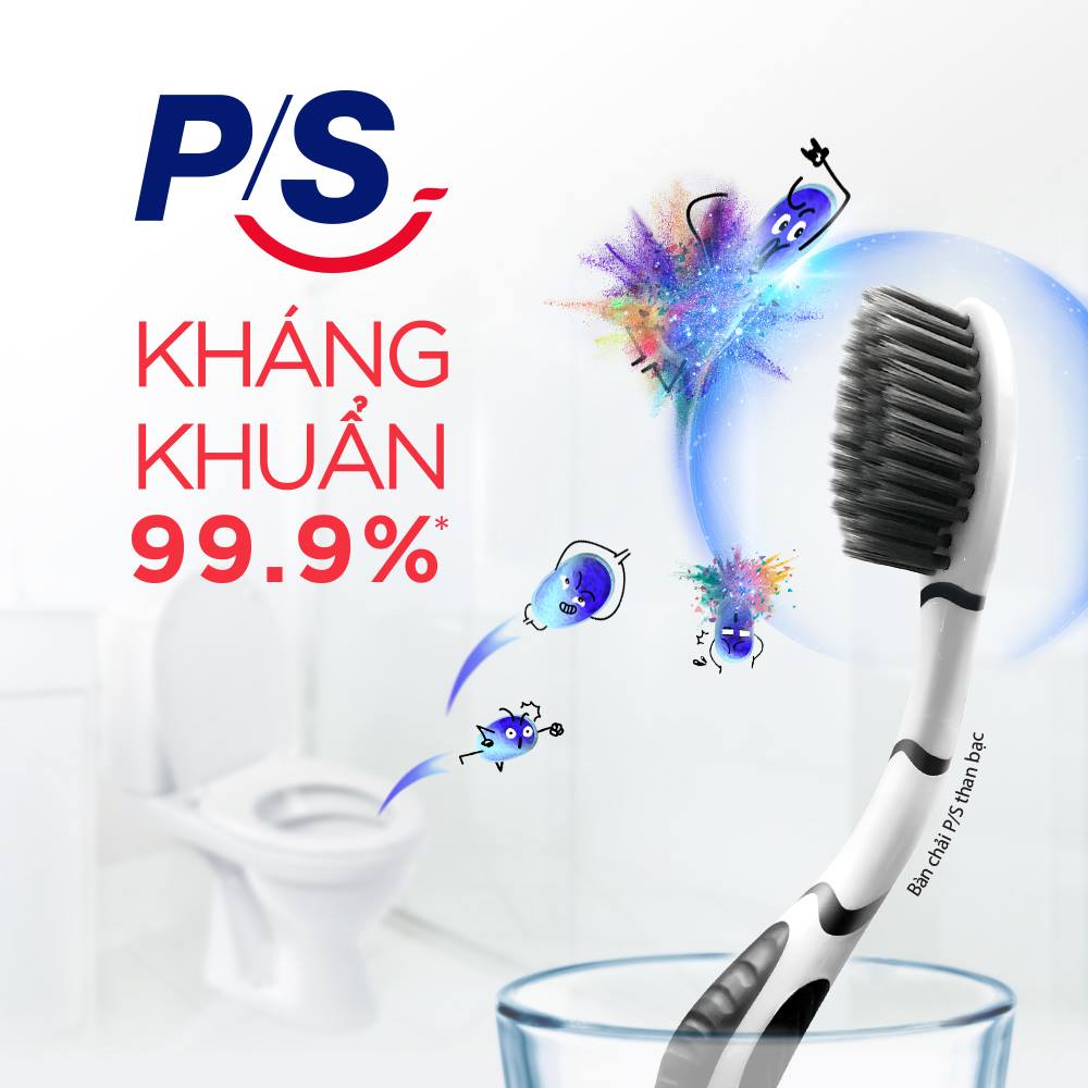 [HCM]Bàn chải đánh răng P/S than bạc kháng khuẩn 99.9%