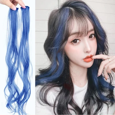LENNY Women 24inch Gradient Color Seamless Single Synthetic Hair Fake Hairpiece Heat Resistant Long Curly Wig Hair Extensions