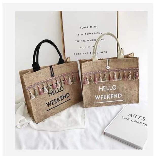 Túi Cói Đi Biển Túi Cói Du Lịch HELLO WEEKEND Mẫu Mới