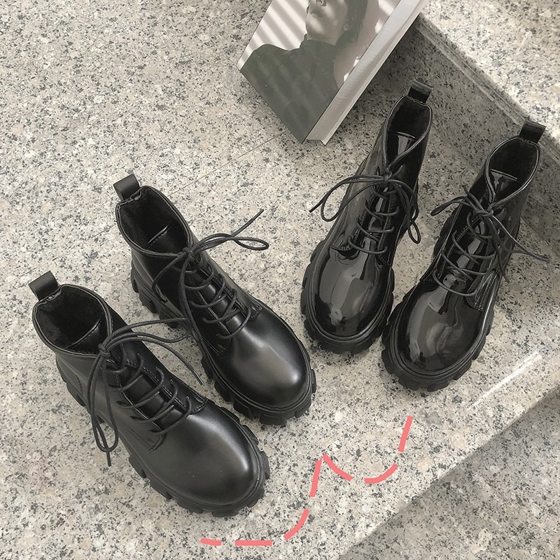 Boot nữ bốt nữ cao cổ đế Martin chất da trơn chuẩn hình