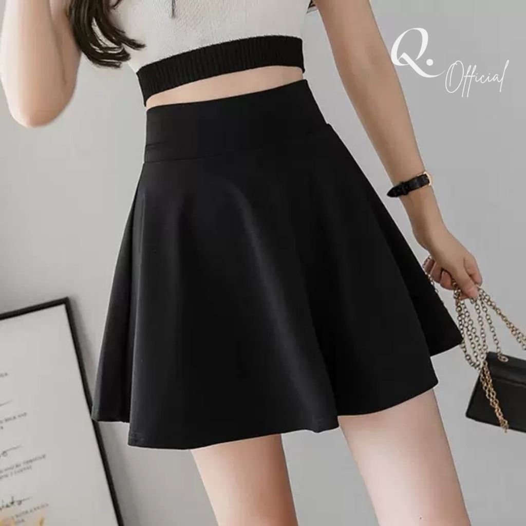 Chân Váy Chữ A Dáng Xòe Vải PoLy Cạp Chun Có Lót Quần Bên Trong