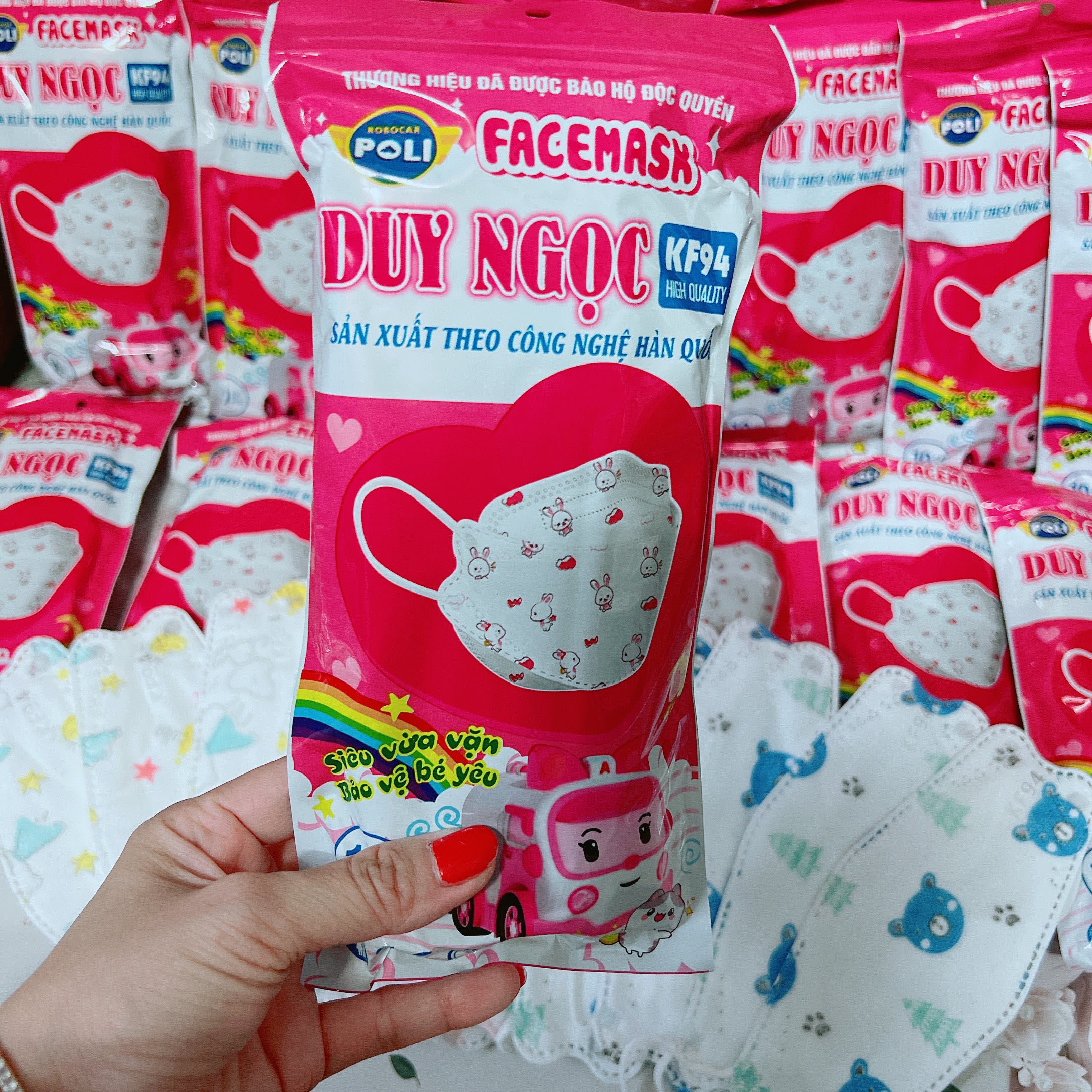 Túi 10 cái khẩu trang cho bé 4d kf94 hoạ tiết cho bé từ