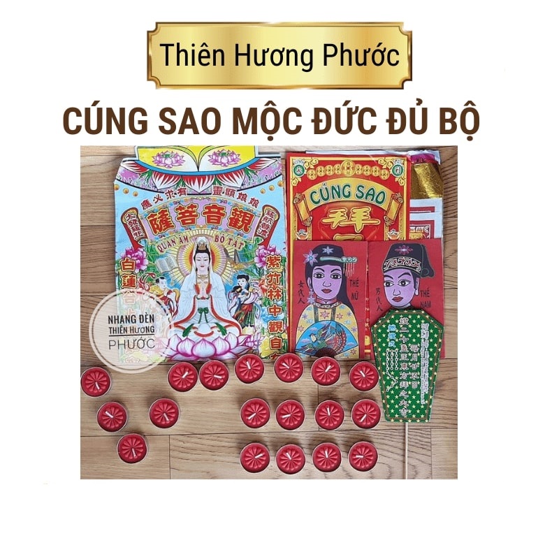 Vangma.net-Giấy cúng sao Mộc Đức gồm vàng mã đèn cầy bài vị sao