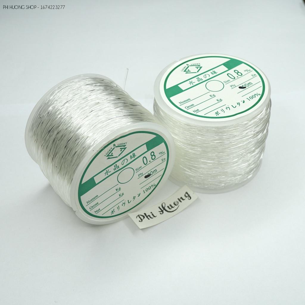Cuộn 50m dây cước thun tròn co giãn 0.8 - 1.0mm của Nhật dùng xỏ vòng tay