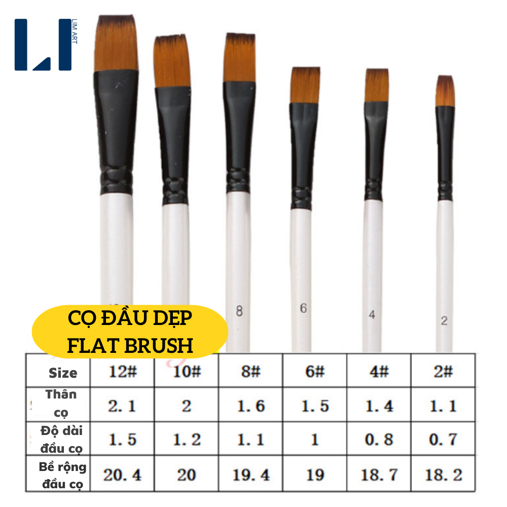 Bộ 6 cọ vẽ gỗ cao cấp màu trắng ngọc trai chuyên nghiệp LIM Art