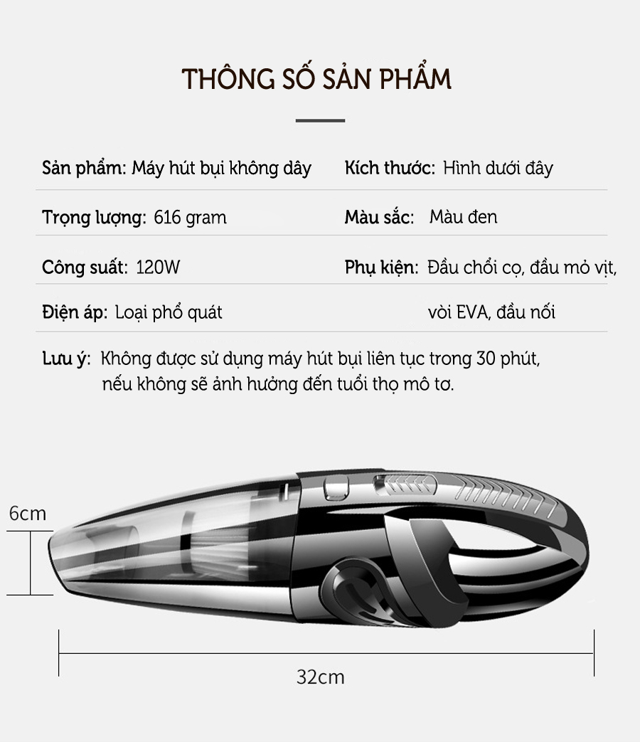 Máy hút bụi cầm tay không dây R-6053