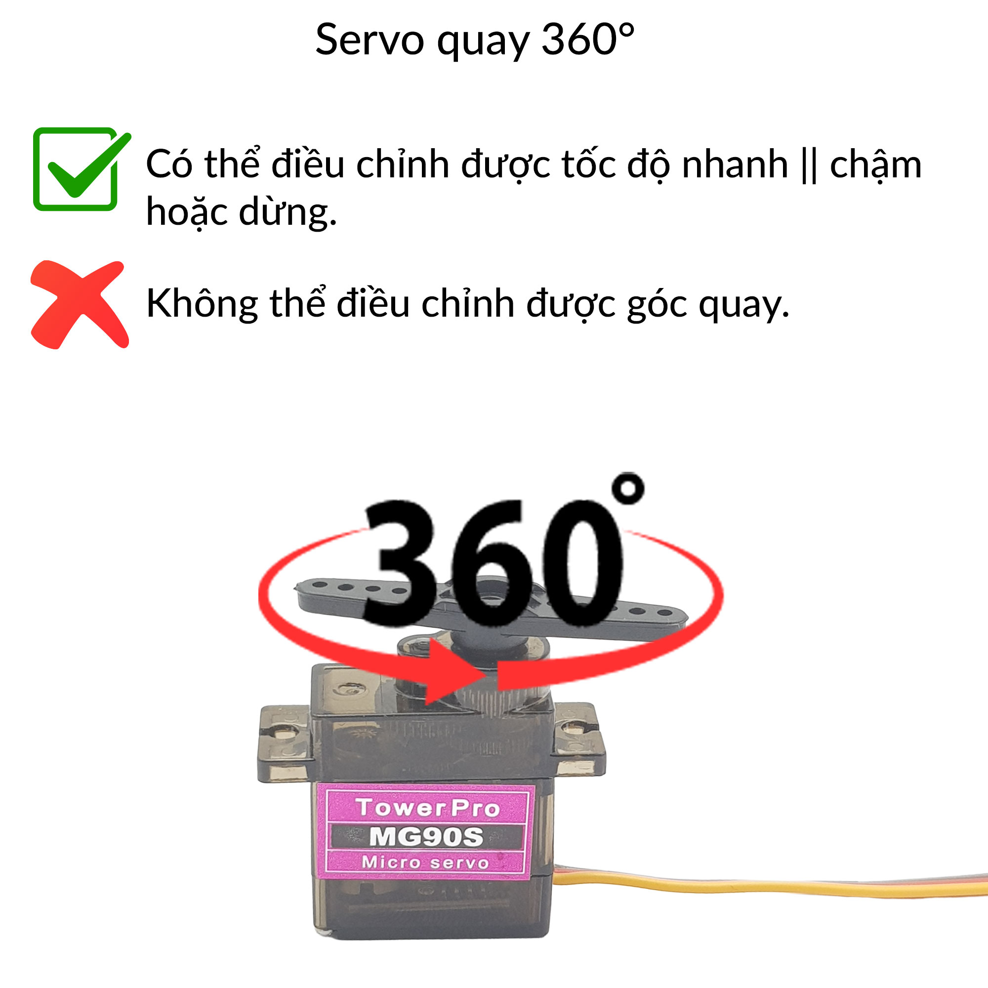 Servo MG90S (Bánh răng kim loại) 360 độ