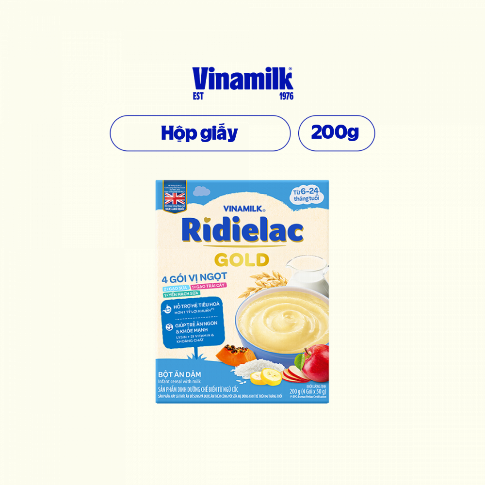 [Combo 6 Hộp] Bột Ăn Dặm RiDielac Gold 4 Vị Ngọt - Hộp Giấy 200g