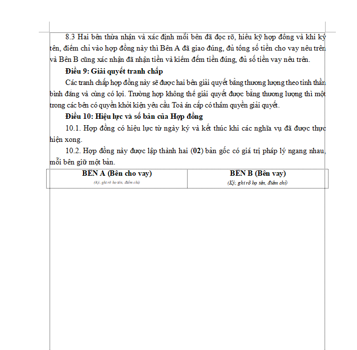 Combo 3 bản Hợp đồng vay vốn 2024