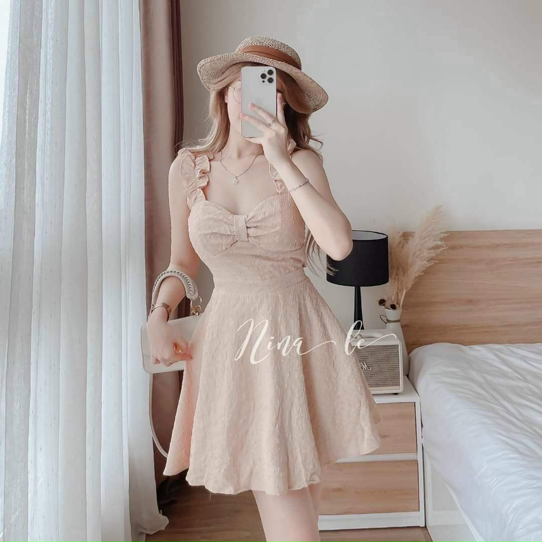 Đầm Trễ Vai Viền Bèo (Có Mút)