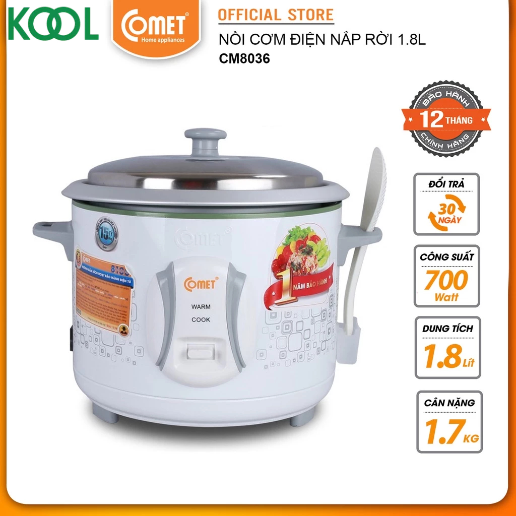 Nồi cơm điện nắp rời 1,8L COMET - CM8021