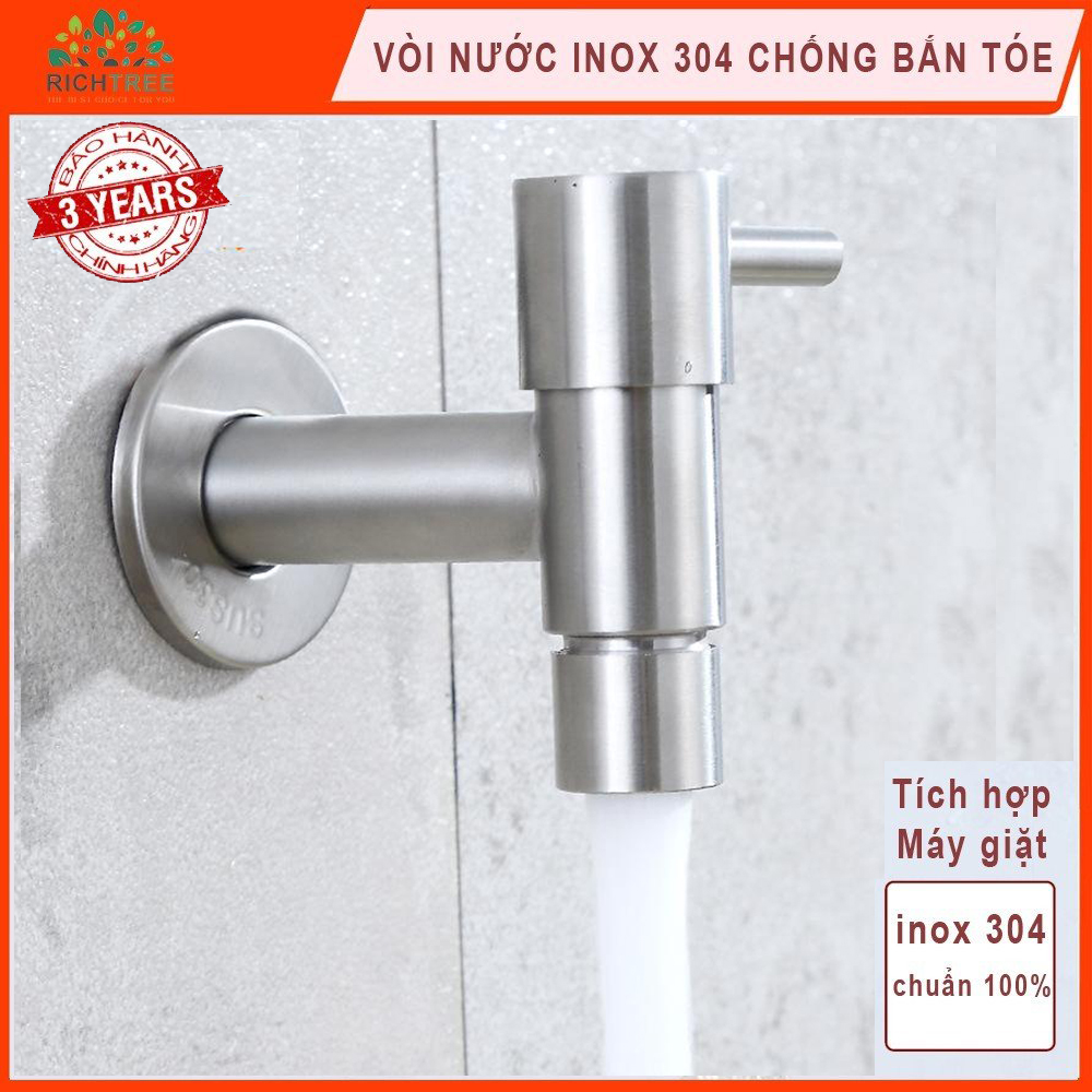 Vòi nước gắn tường inox 304 R.T.R FUSINAN - Đầu vòi có chức năng tạo bọt chống bắn tóe cho dòng nước chảy cực êm