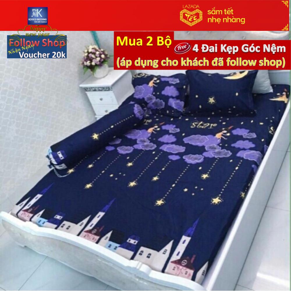 (FreeShip MAX) Bộ Ga - Gối- Gối ôm Poly Kovico sao rơi 1m6x2m