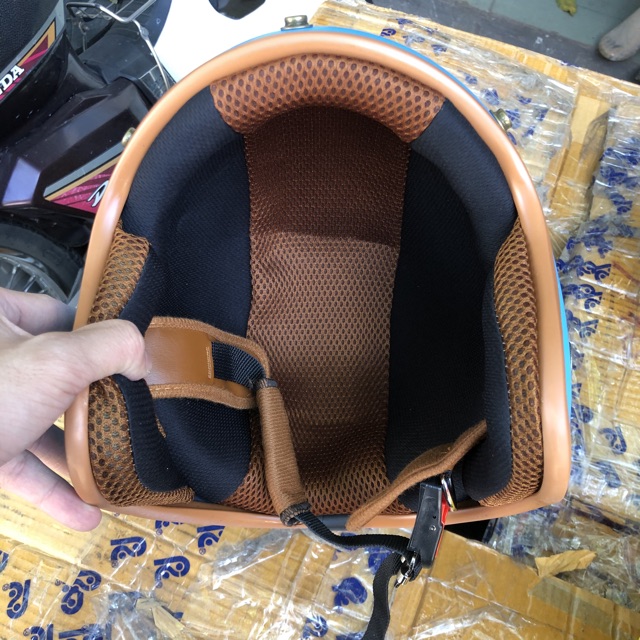 Mũ bảo hiểm 3/4 Doremon xanh