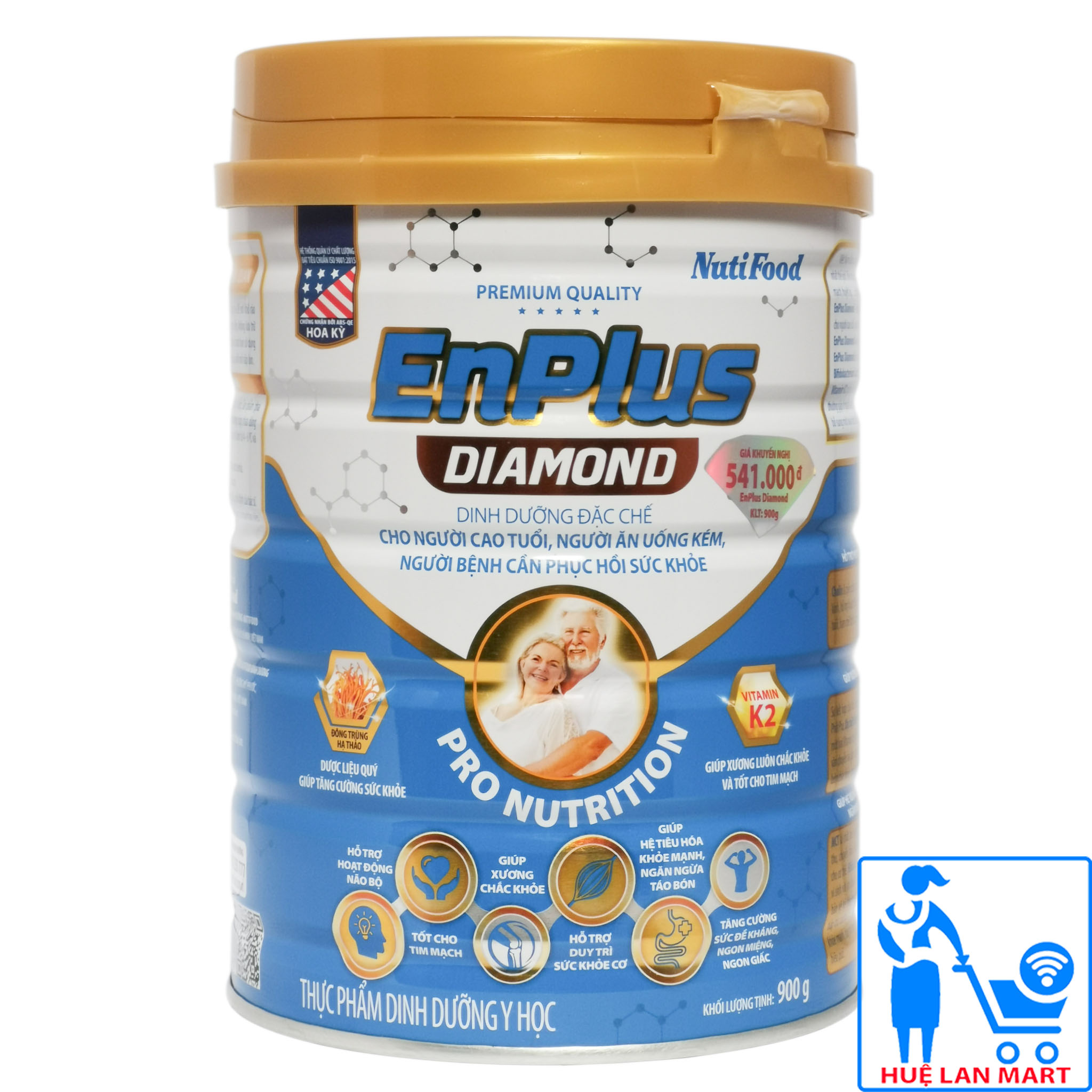 Sữa Bột Nutifood Enplus Diamond Hộp 900g (Dinh dưỡng đặc chế cho người cao tuổi, người ăn uống kém, người bệnh cần phục hồi sức khỏe)