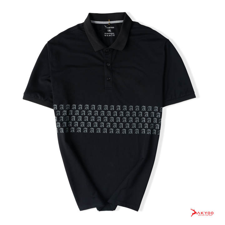 AKYOO Áo Polo Đen Họa Tiết In Chữ&hellip;