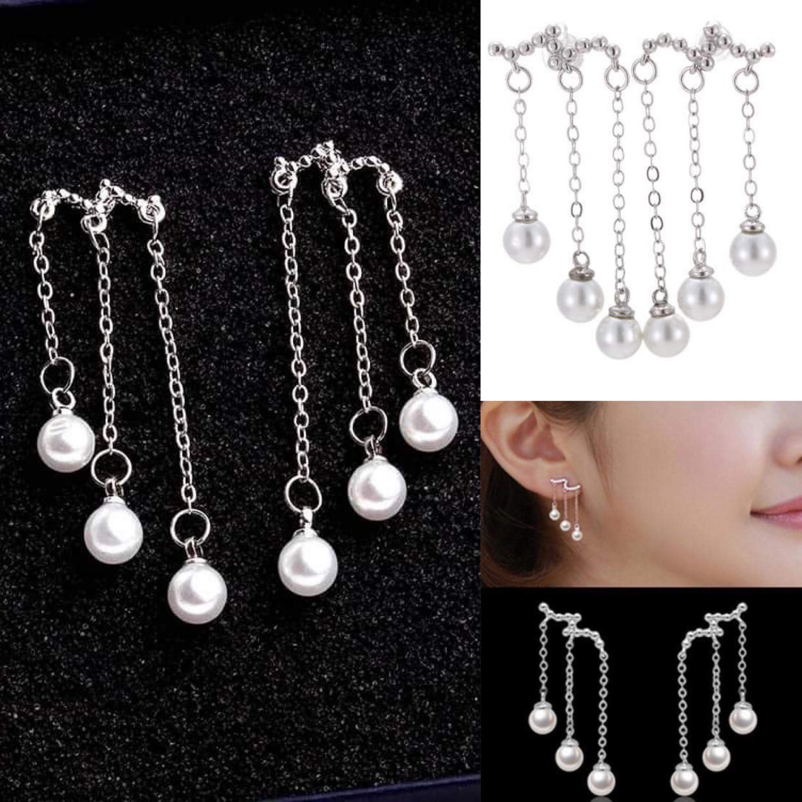 Bông tai ngọc trai rơi sang chảnh thời trang Korea - Rẻ sập sàn Lazada - Mẫu HOT Khuyên tai, bông tai, phụ kiện trang sức nữ Hàn quốc giá rẻ