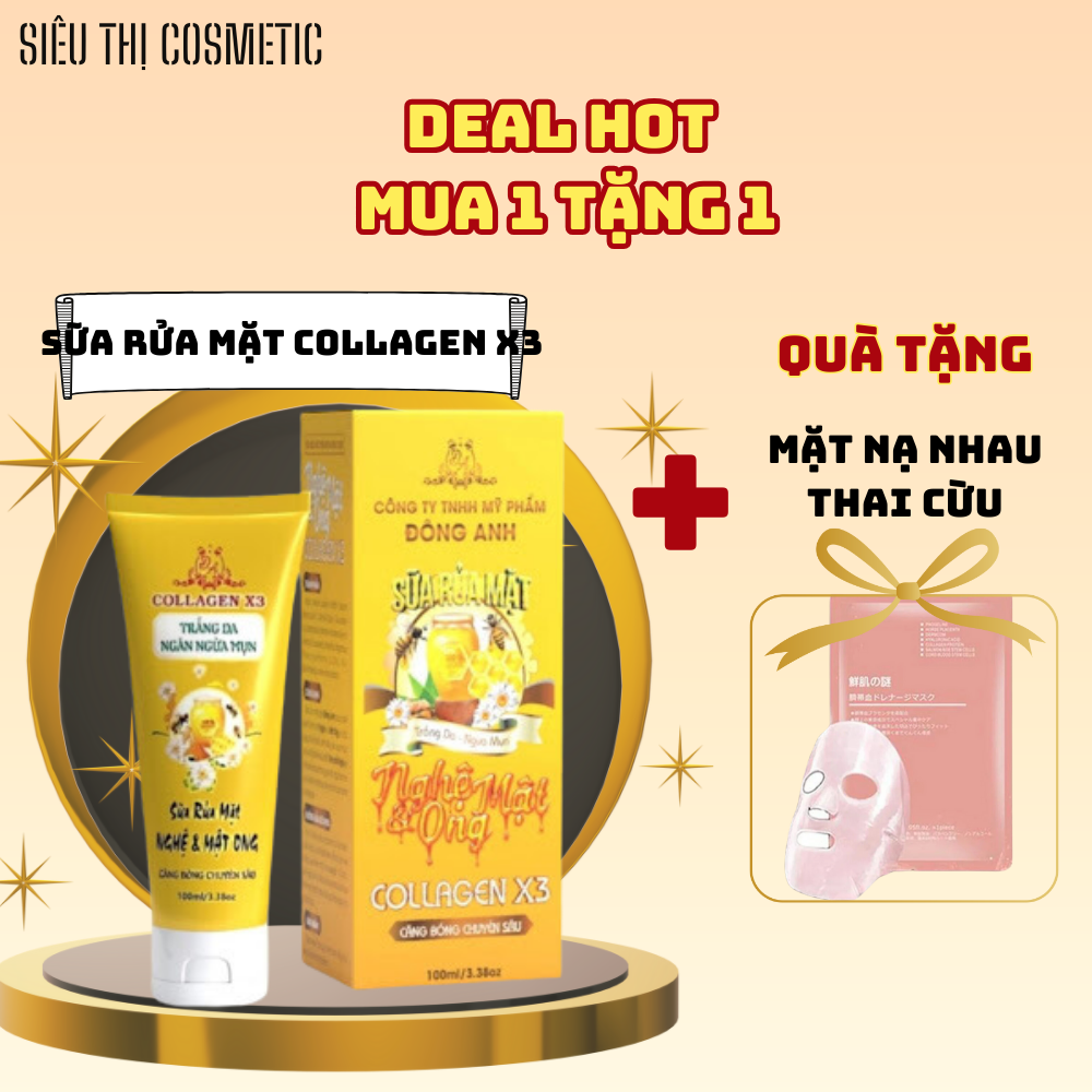Sữa Rửa Mặt Collagen X3 + tặng nạ nhau thai cừu
