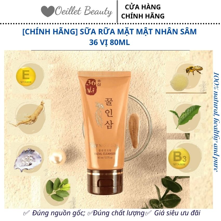 Sữa rữa mặt mật nhân sâm 36 vị 80ml -oeillet beauty shop