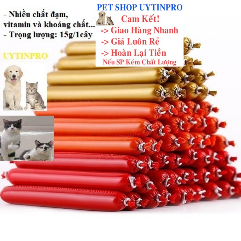 100 CÂY XÚC XÍCH DINH DƯỠNG CHO THÚ CƯNG CHÓ MÈO Vị Bò