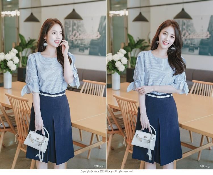 [HCM]Áo nữ - áo kiểu nữ sọc tay nơ siêu xinh