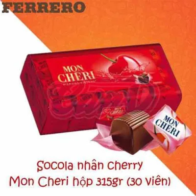 Socola nhân dung dịch cherry Mon Cheri hộp 315gr gồm 30 viên của Ferrero Đức