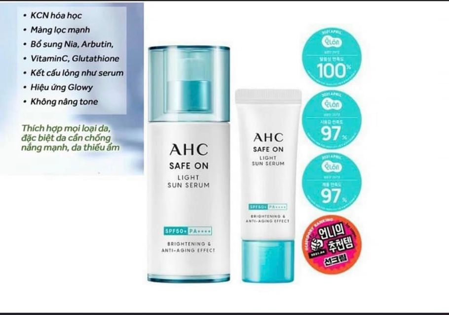 KEM CHỐNG NẮNG AHC SAFE ON LIGHT SUN SERUM SPF50