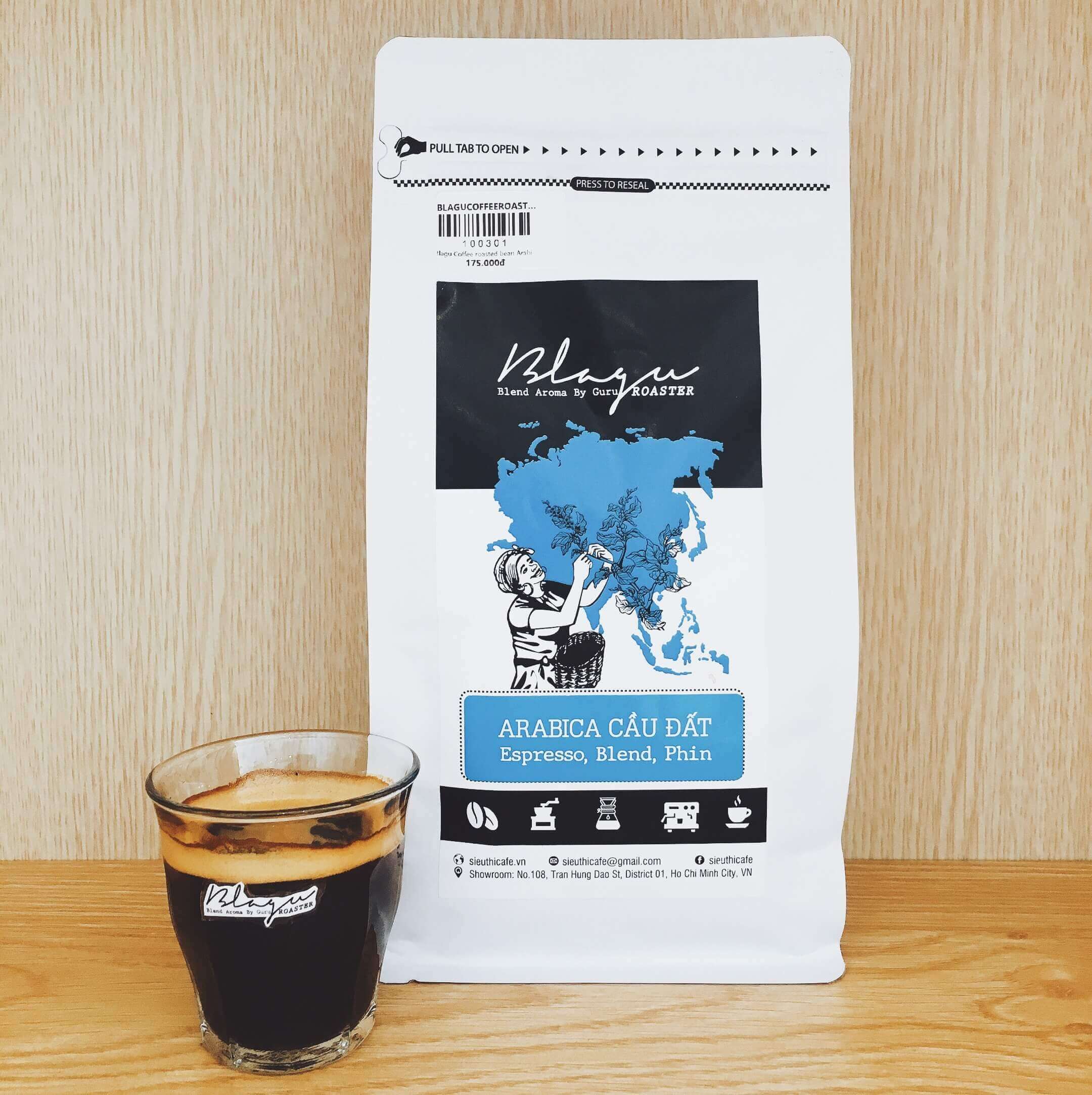 Cà Phê Blagu Hạt Đã Rang Arabica Cầu Đất  100% Arabica  Medium Roast  Túi 250g,500g,1kg