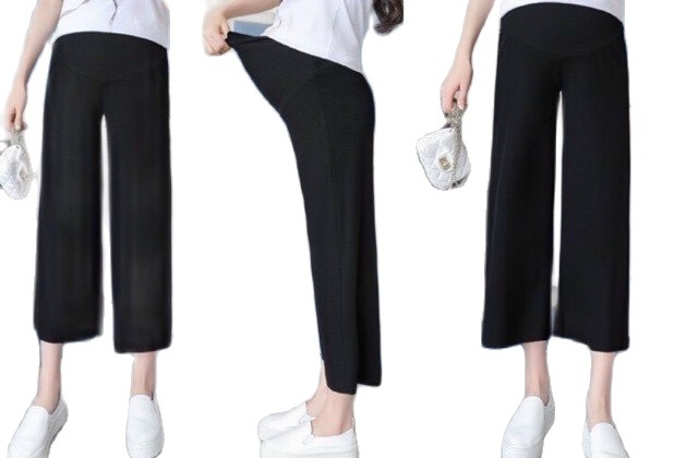 Quần ngố lửng bầu ống rộng chất đũi mặc mát