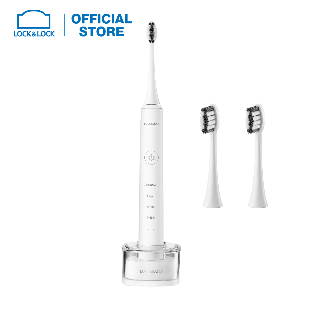 [Duy nhất 23.8 - Laz trợ giá] Bàn chải đánh răng điện Lock&Lock ENR346 - Sạc không dây - 4 chế độ làm sạch - tặng kèm hai đầu chải - Hàng chính hãng - Bảo hành 2 năm