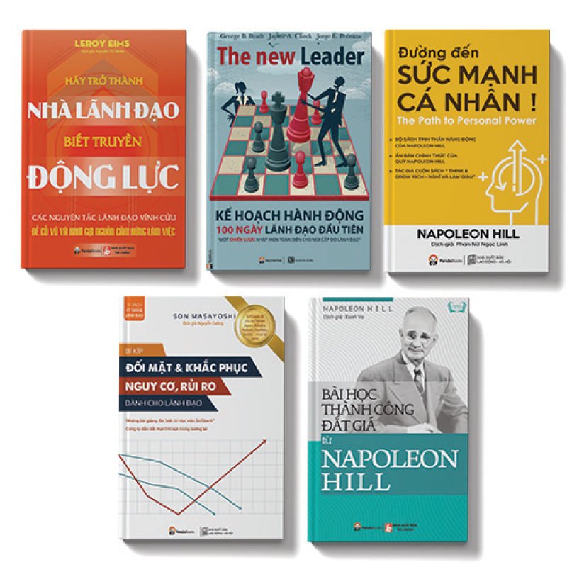 Sách COMBO 5 cuốn: Hãy trở thành nhà lãnh đạo + Đường đến sức mạnh cá nhân + Bài học thành công đắt giá từ Napoleon Hill + Bí kíp đối mặt và khắc phục nguy cơ, rủi ro + Kế hoạch hành động 100 ngày lãnh đạo