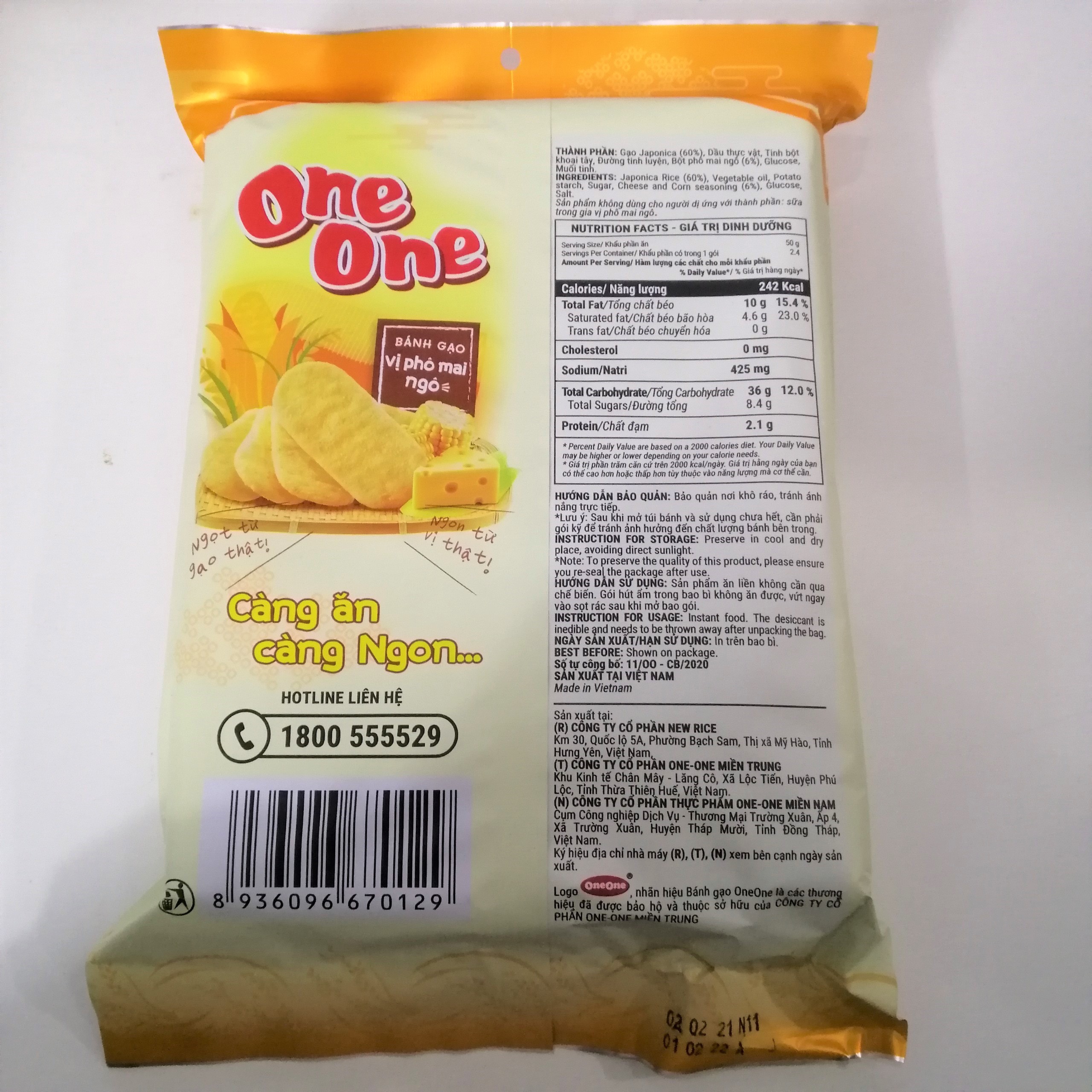 Bánh Gạo One One Vị Bắp Phômai (Gói 118g) (Giảm 20K ship cho đơn từ 49K)