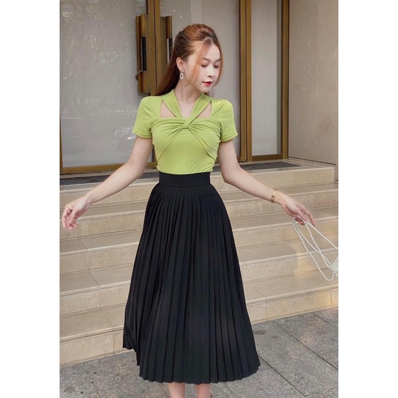 Áo thun kiểu phối dây tay ngắn