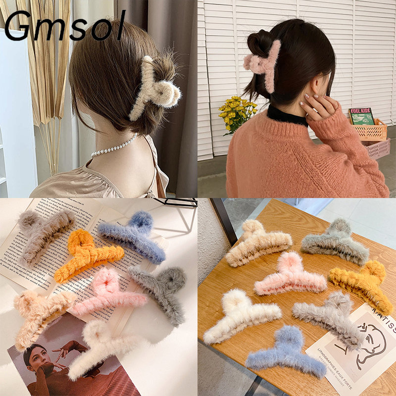 [Jewelrydream-A]
Kẹp tóc thời trang hàn quốc cỡ lớn phối vải lông