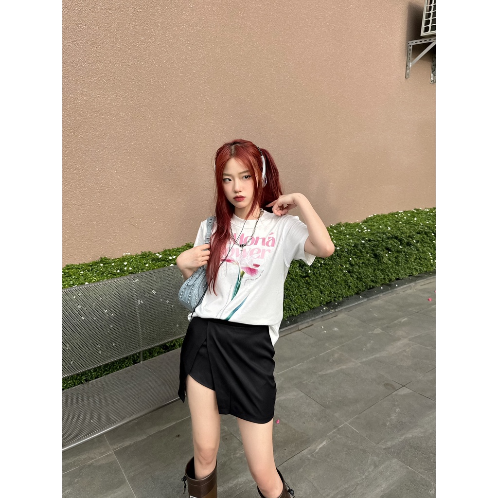 MONÁ Chân váy ngắn đen xẻ tà MANDA SKIRT