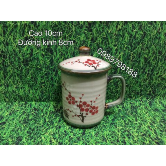Cốc gốm sứ Bát Tràng có nắp dung tích 350ml