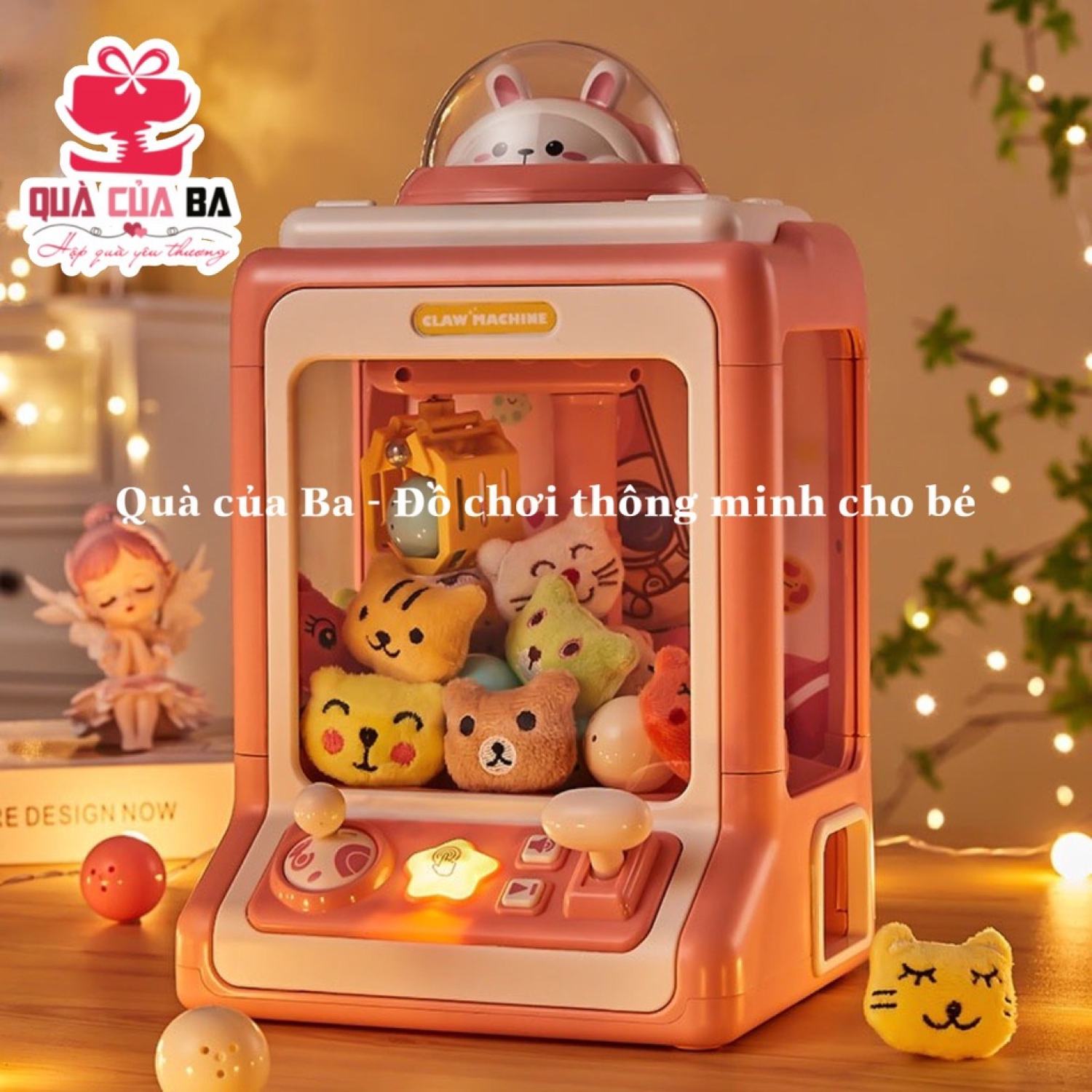 Đồ chơi máy gắp thú bông mini Rabbit Claw Machine có đèn, có nhạc cho bé