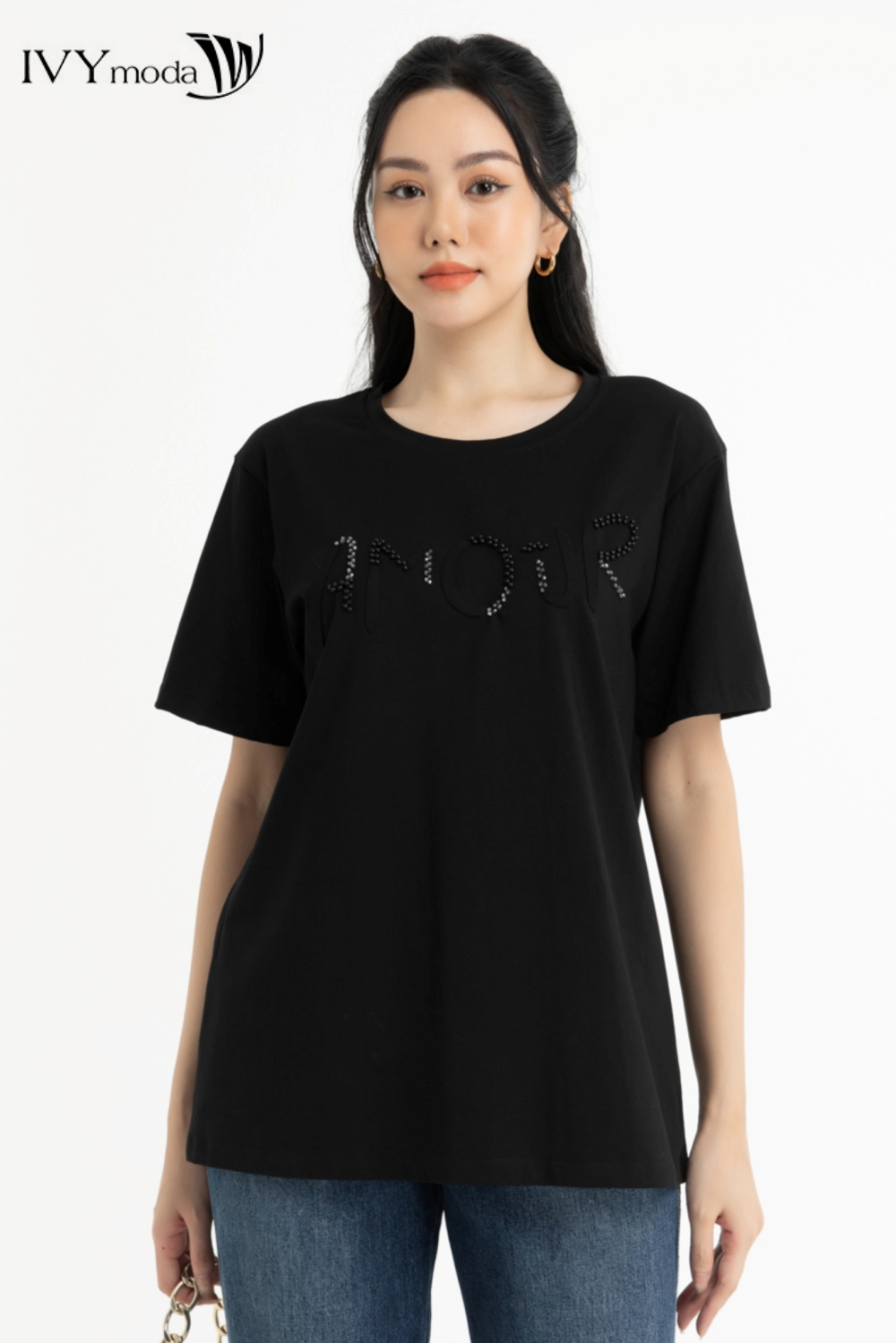 Áo thun đính hạt IVY moda MS 57M7477