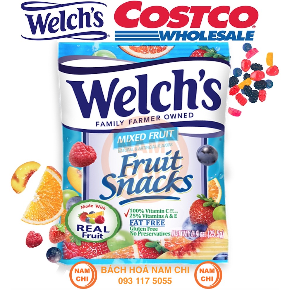 Lẻ 1 túi kẹo dẻo trái cây welch's mỹ túi 25.5g