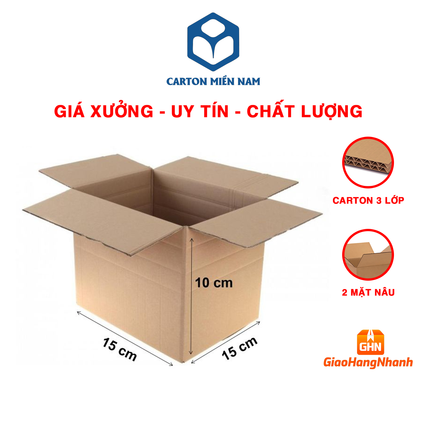 15x15x10, combo 50 hộp carton, thùng giấy cod gói hàng, hộp bìa carton đóng hàng giá rẻ - carton miền nam