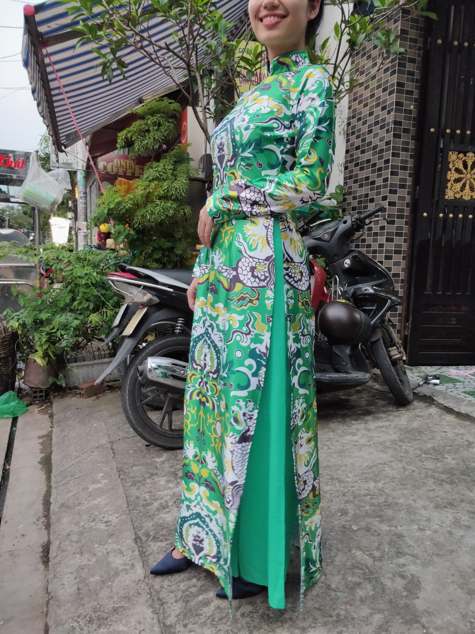 Áo dài long bào dài cao cấp - KHÔNG KÈM QUẦN