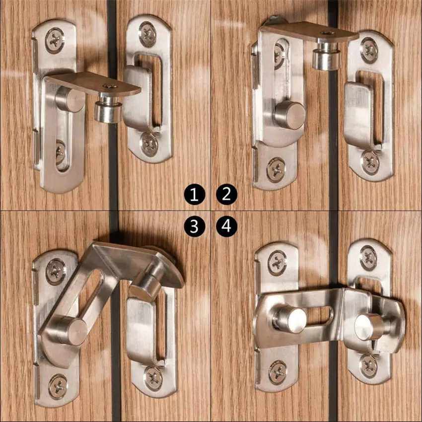 90 Degree Right Angle Door Latch Hasp Bending Latch Barrel Bolt with Screws for Doors Buckle Bolt Sliding Lock
